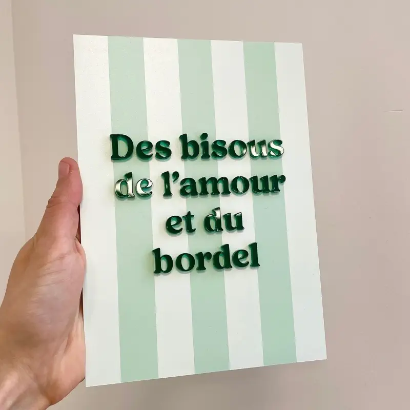 Affiche A5 - Des bisous, de l’amour et du bordel - Vert – Image 2