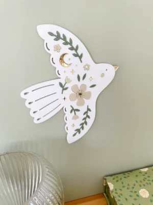 Bijou de mur Colombe en fleurs