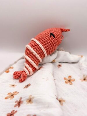 Crevette - Peluche au crochet carré