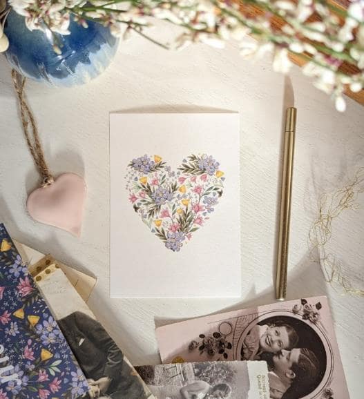 Carte Coeur fleurs bleues – Image 2