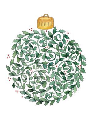 Carte Noël boule houx