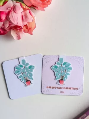 Marque-Page Magnétique – Chat et plante