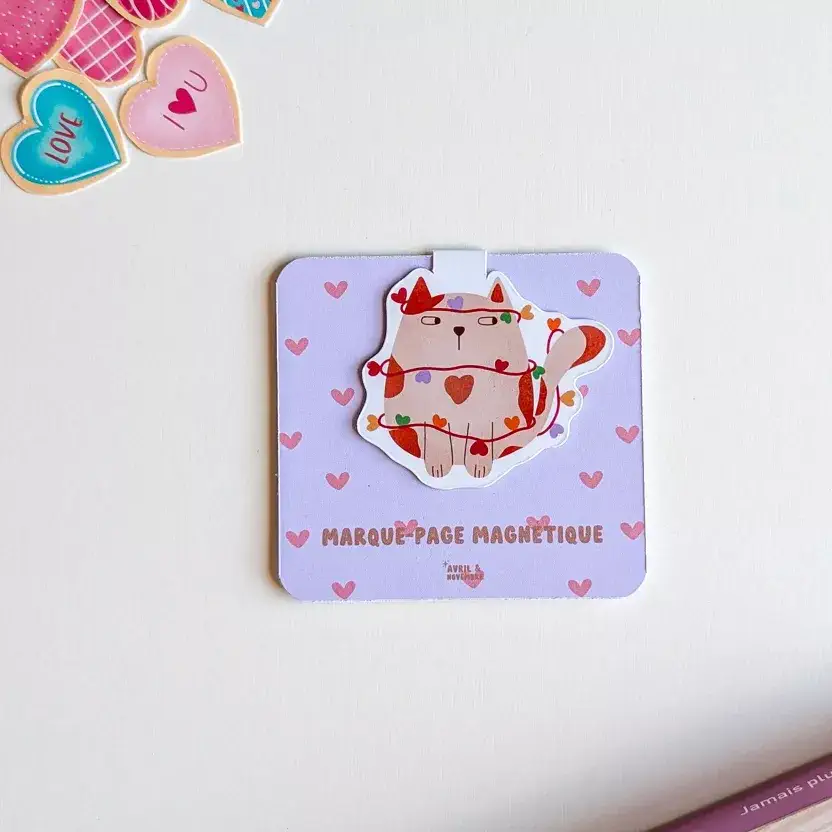 Marque-Page Magnétique – Chat guirlande