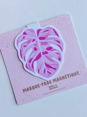 Marque-Page Magnétique – Monstera rose