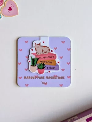 Marque-Page Magnétique – Plants, cats & books
