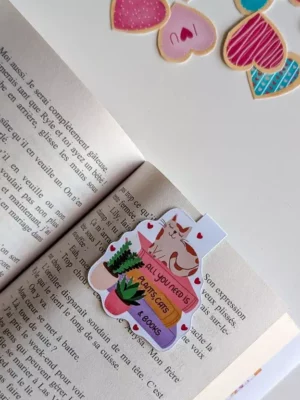 Marque-Page Magnétique – Plants, cats & books