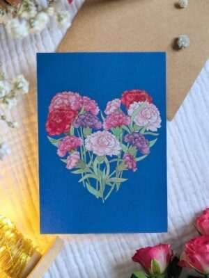 Carte Coeur oeillets