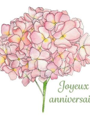 Carte Hortensia joyeux anniversaire
