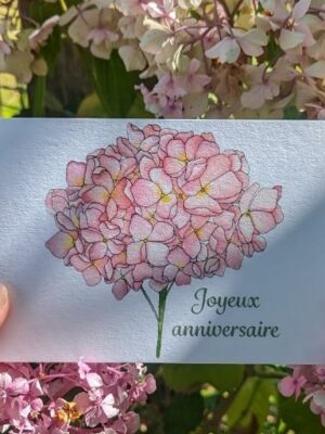 Carte Hortensia joyeux anniversaire