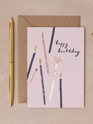 Carte - Happy Birthday - Avec bougie