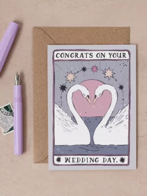 Carte - Mariage cygnes