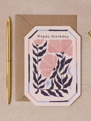 Carte - Happy Birthday - Motif floral