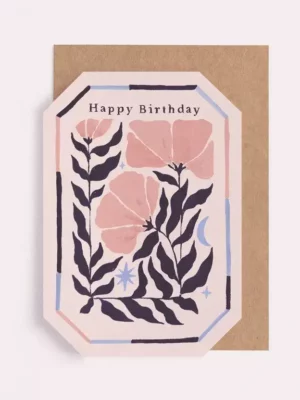 Carte - Happy Birthday - Motif floral