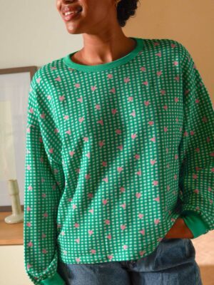 Sweat - Vichy Coeurs Vert