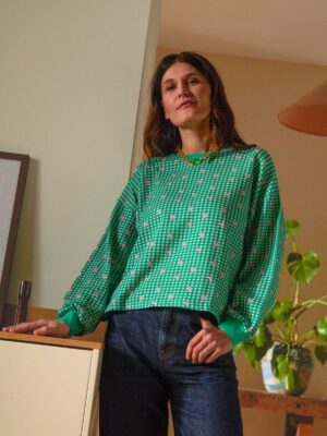 Sweat - Vichy Coeurs Vert