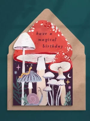Carte - Happy Birthday - Champignons magiques
