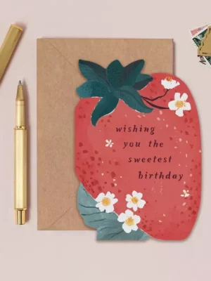 Carte - Happy Birthday - Fraises sucrées