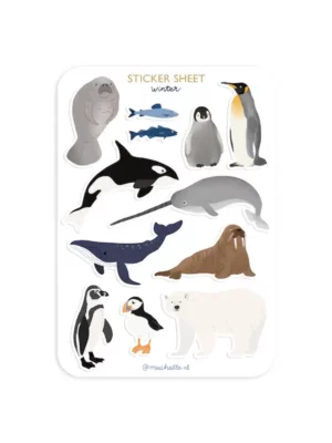 Sticker A6 - Animaux d'hiver