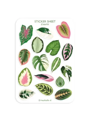 Sticker A6 - Feuilles roses