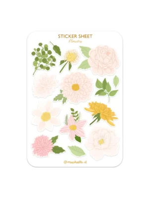 Sticker A6 - Fleurs rose