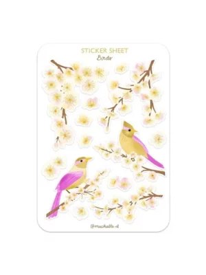 Sticker A6 - Oiseaux fleurs