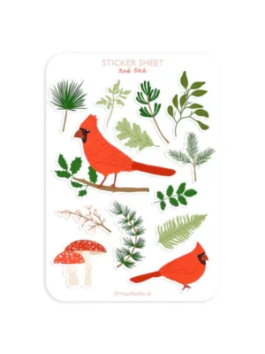 Sticker A6 - Oiseaux rouges