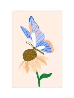 Mini carte - Fleur avec papillon