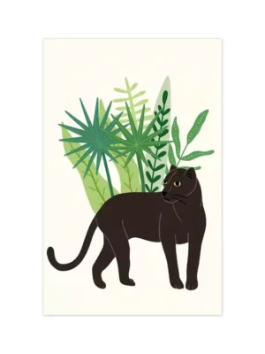 Mini carte - Panthère avec plantes