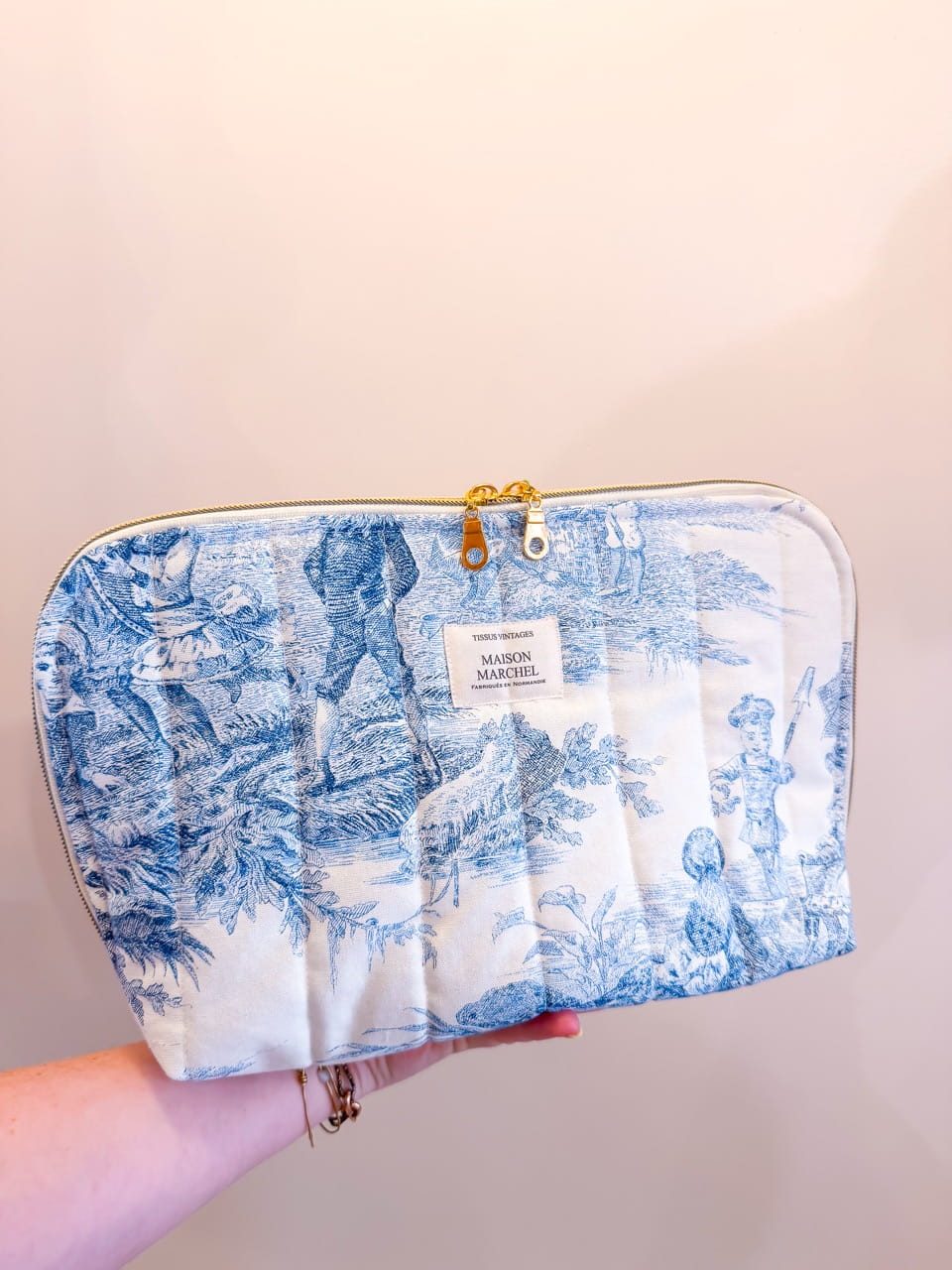 Pochette grande ouverture - Gravures bleue