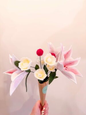 Bouquet feutrine - Lys rose