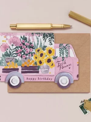 Carte - Happy Birthday - Camion de fleurs