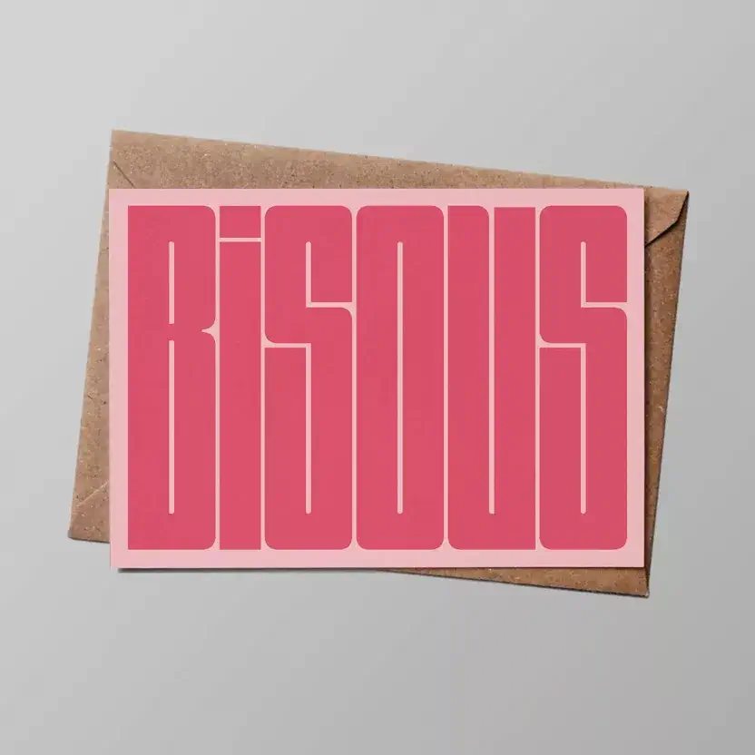 Carte Bisous rose
