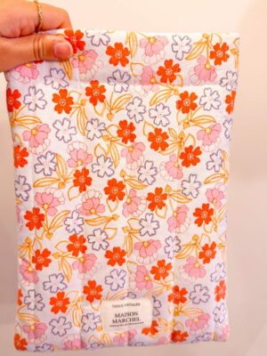 Pochette livre - Fleurs orange