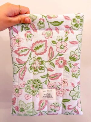 Pochette livre - Fleurs vertes et roses