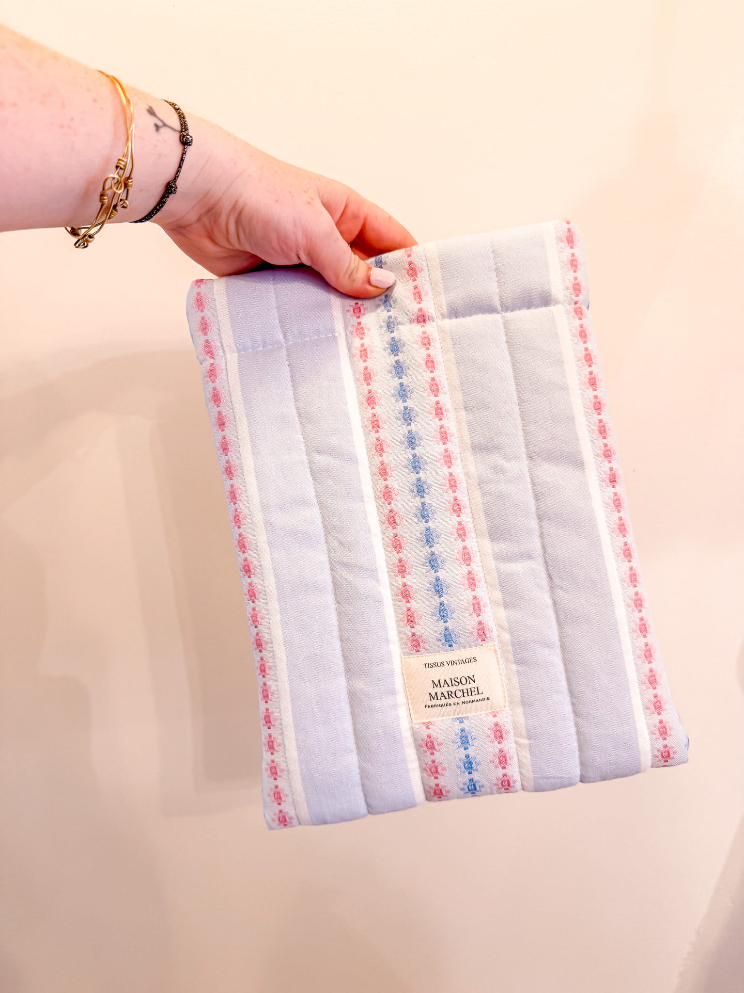Pochette livre - Frises bleues et roses