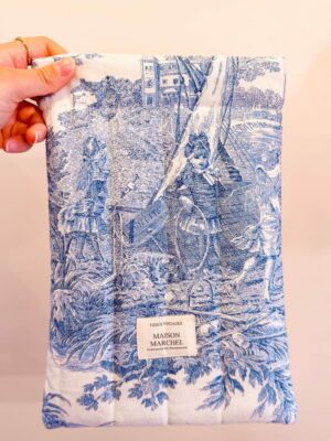 Pochette livre - Toile de jouy bleue