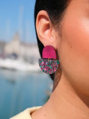 Boucles D'oreilles Odette - Magenta / Confettis