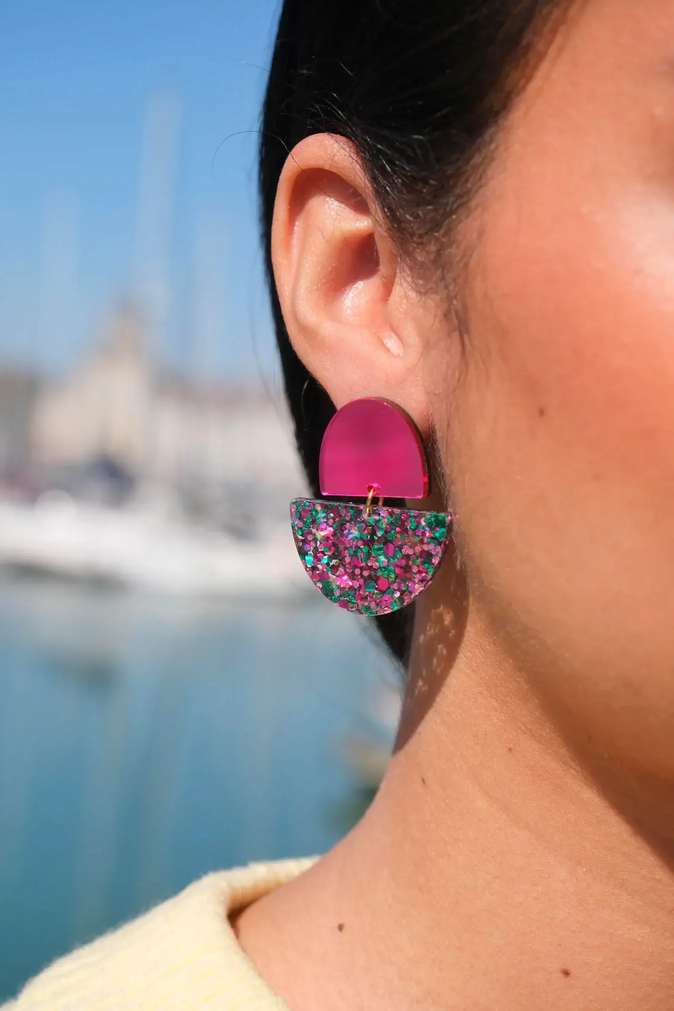 Boucles D'oreilles Odette - Magenta / Confettis – Image 2