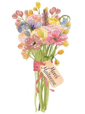 Carte Merci maîtresse bouquet