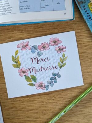 Carte Merci maîtresse coeur