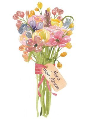 Carte Merci mon atsem bouquet
