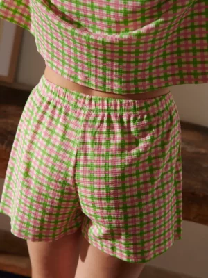 PYJAMA Gaufré Vichy vert et rose