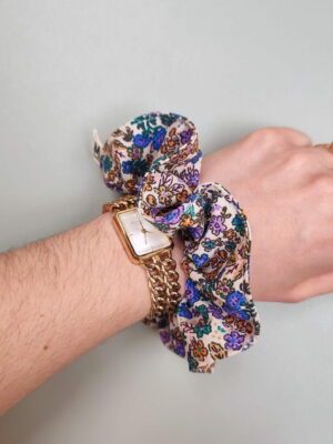 Chouchou fleuri bleu et violet