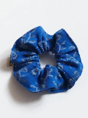 Chouchou gaze de coton bleu indien