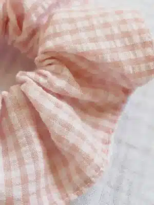 Chouchou vichy rose pale et blanc
