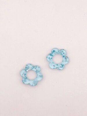 Recharges - BO Fleurs feuilles argent - Bleu ciel