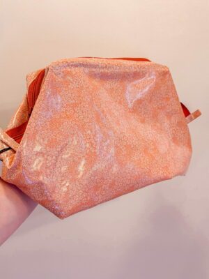 Big trousse ouverture géante - Orange à fleurs blanches