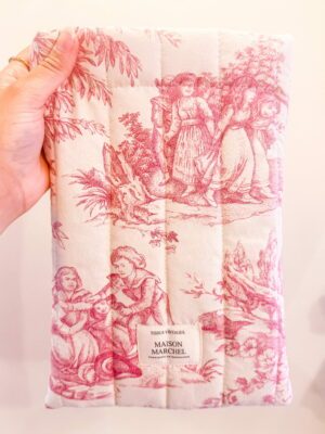 Pochette livre - Toile de jouy rouge