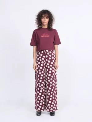 Le pantalon Pauline - Merlot flowers