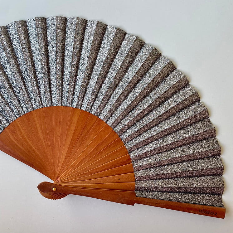 Éventail foncé pailletés - Gris argenté – Image 2